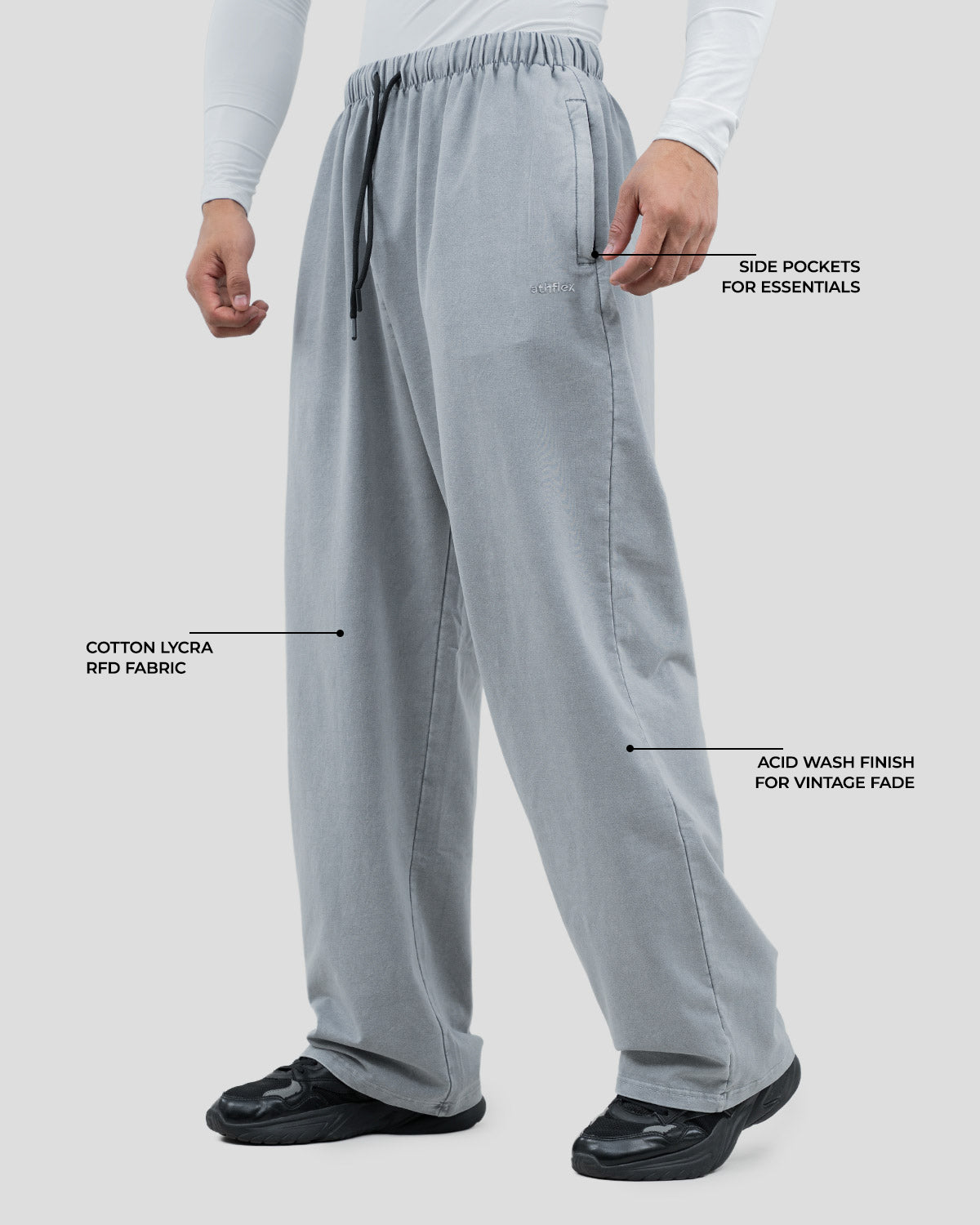 Acid wash baggy pants